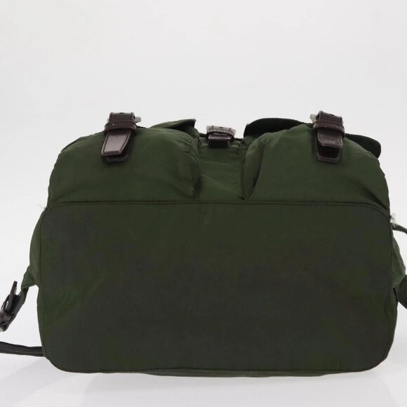 PRADA Backpack Nylon Khaki Silver Auth am9947 main image 6